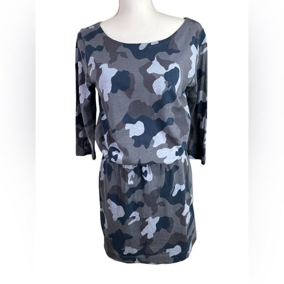 Banana Republic 100% Cotton Camouflage Print Dress With Tie Waist Size Small - Picture 1 of 10